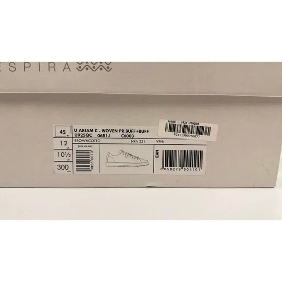 Geox Men's Ariam C Woven PR. Buff Brown Cotto Leather Sneaker U925QC_06R1J Sz 12 - Picture 3 of 11